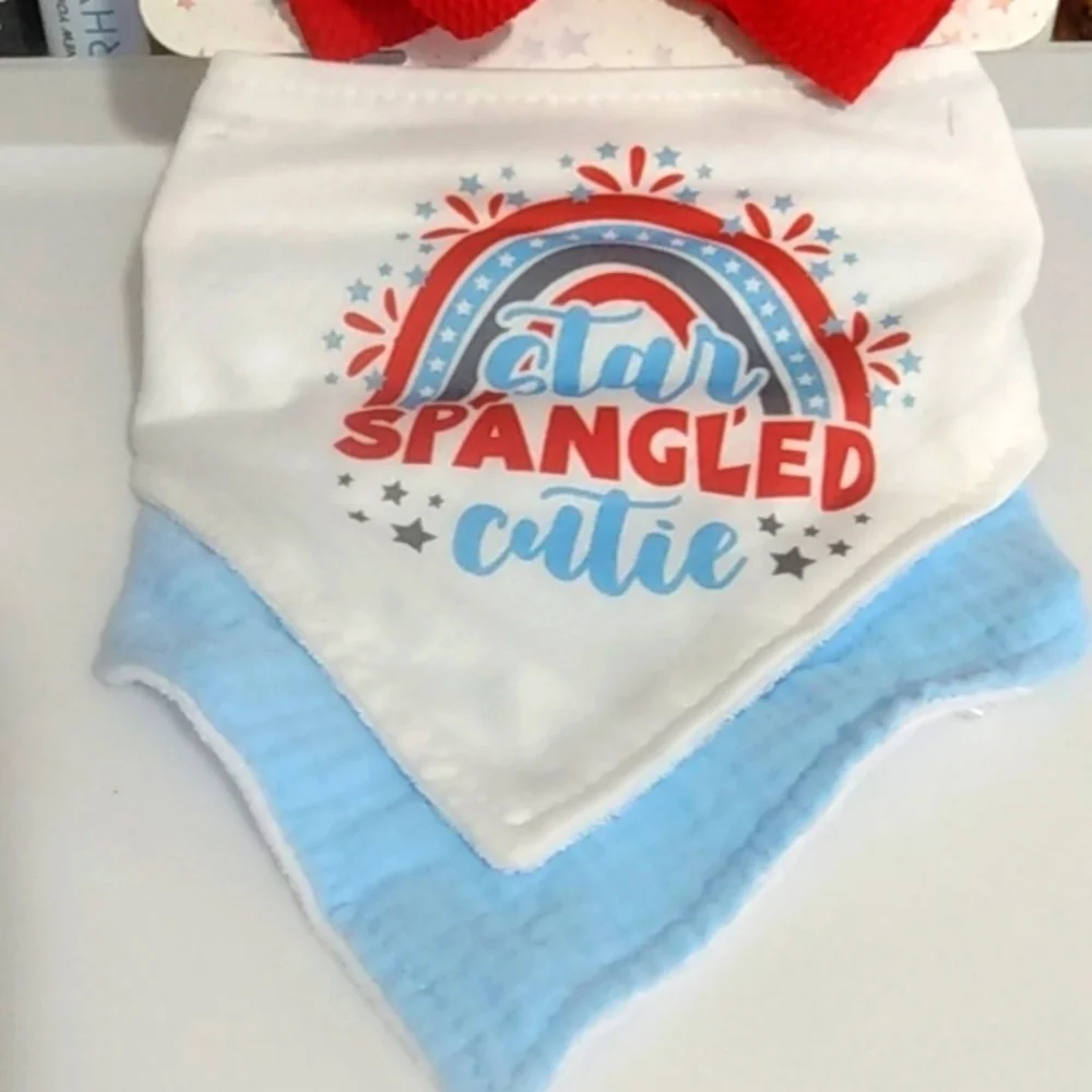 STARS & DREAMERS GIRL'S HEADBANDS & BANDANA BIBS 4 PIECE SET NWT